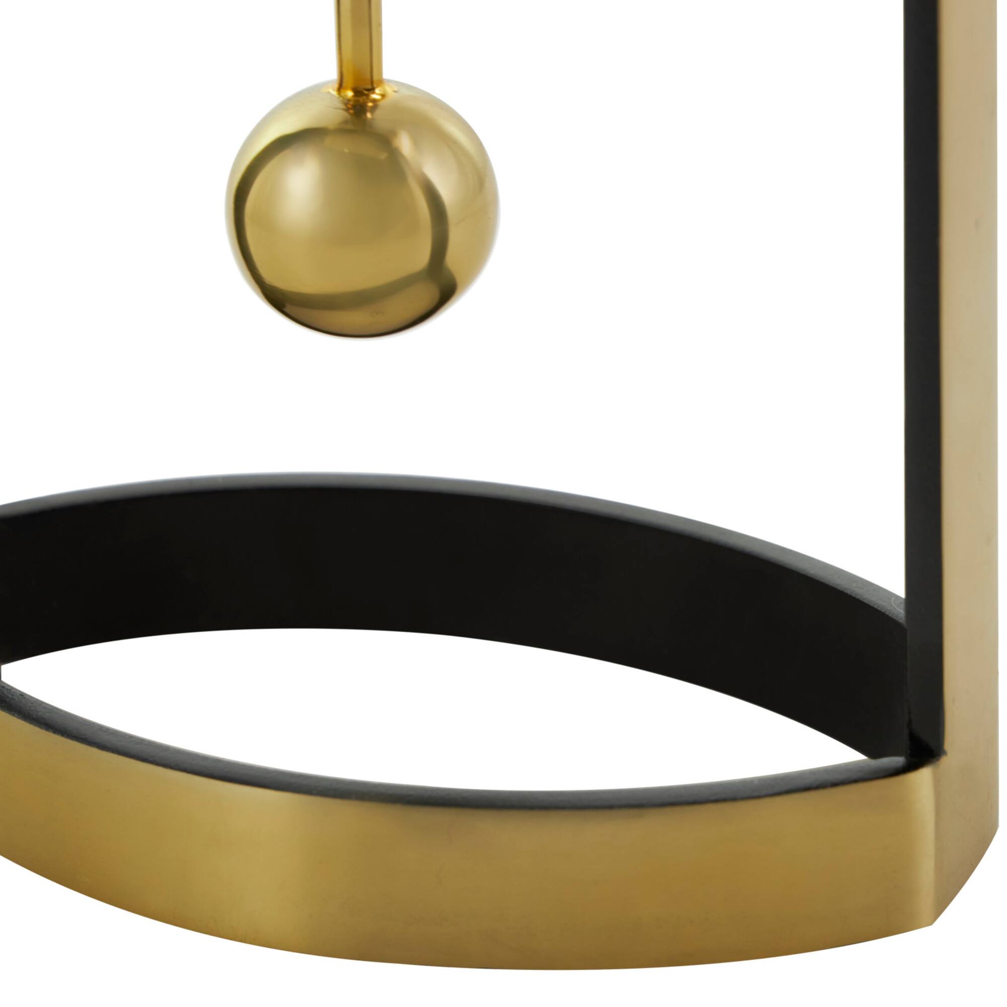 15" Gold Aluminum Tall Clock with Swinging Ball Pendulum